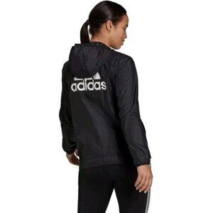 Adidas Windbreaker Women's Black Windy RDY Lightweight Full Zip Size L